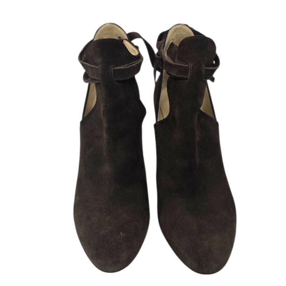 Jimmy Choo Marina Chocolate Brown Suede Stiletto Heel Cutout Bootie Heels 8.5 US - Picture 8 of 16